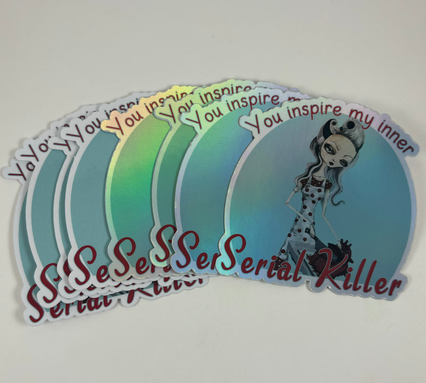 "You inspire my inner serial killer" (featuring Honey, What's for dinner?) Stickers (2pack)